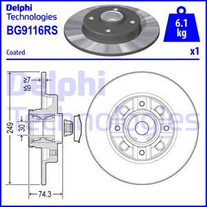 DELPHI Тормозной диск BG9116RS