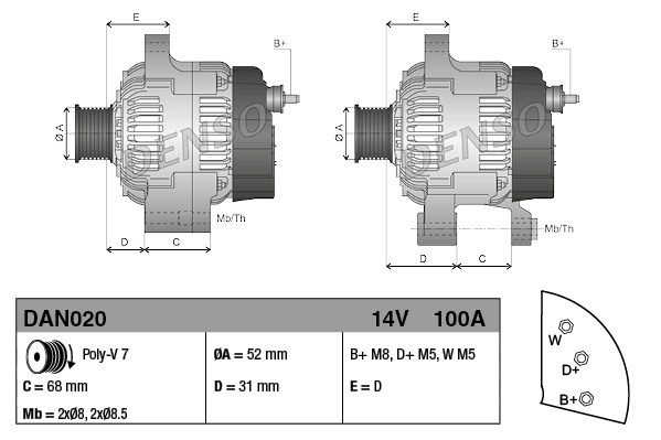 DENSO Генератор DAN020