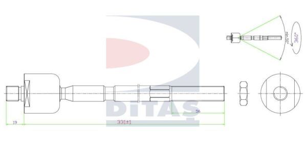 DITAS Осевой шарнир, рулевая тяга A2-5624