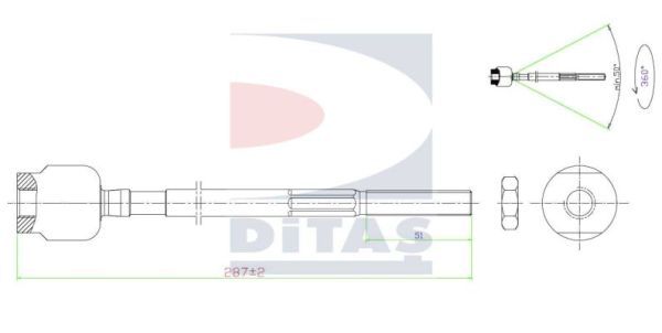 DITAS Осевой шарнир, рулевая тяга A2-5656