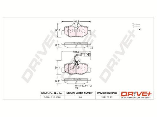 DR!VE+ Комплект тормозных колодок, дисковый тормоз DP1010.10.0898