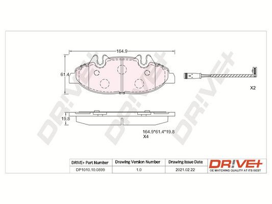 DR!VE+ Комплект тормозных колодок, дисковый тормоз DP1010.10.0899