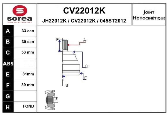 EAI Liigendlaager, veovõll CV22012K