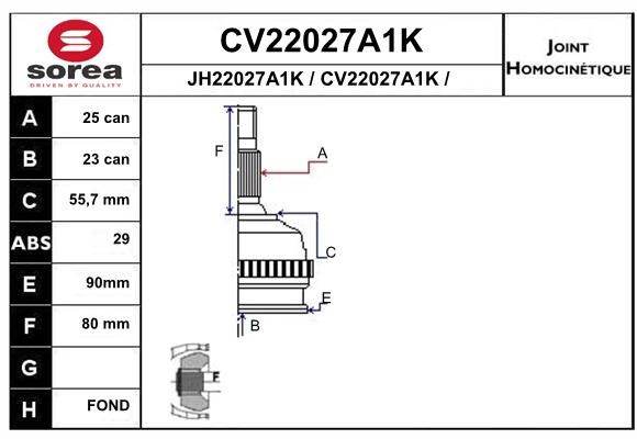 EAI Liigendlaager, veovõll CV22027A1K