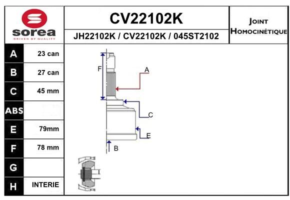 EAI Liigendlaager, veovõll CV22102K