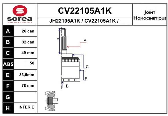 EAI Liigendlaager, veovõll CV22105A1K