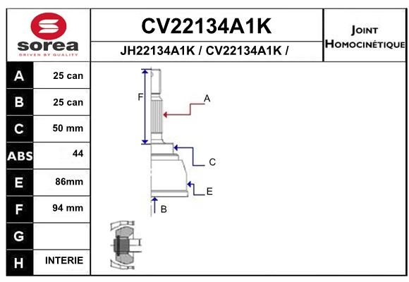 EAI Liigendlaager, veovõll CV22134A1K