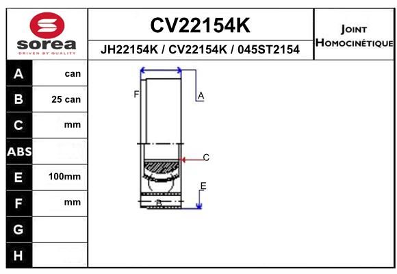 EAI Liigendlaager, veovõll CV22154K