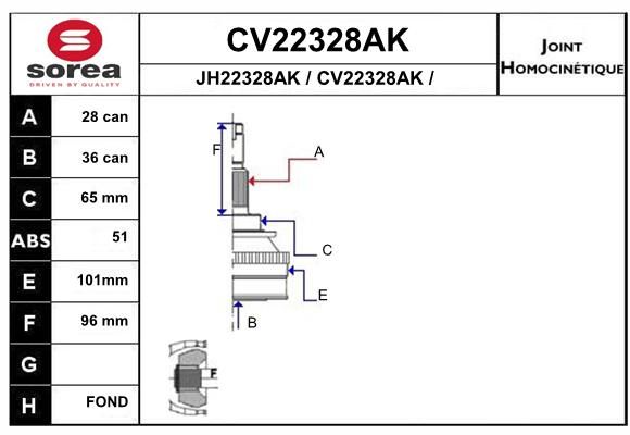 EAI Шарнирный комплект, приводной вал CV22328AK