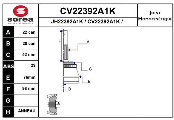 EAI Liigendlaager, veovõll CV22392A1K