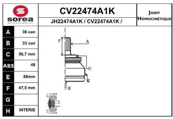 EAI Liigendlaager, veovõll CV22474A1K