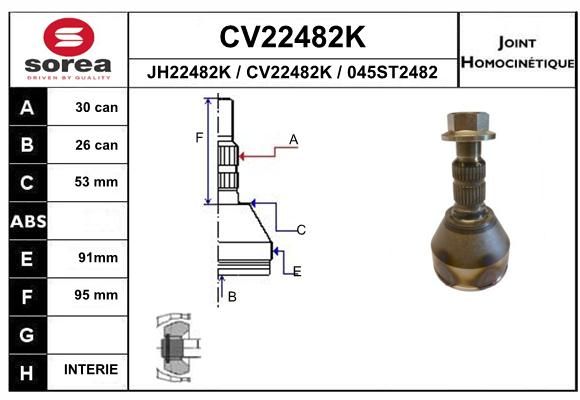 EAI Шарнирный комплект, приводной вал CV22482K