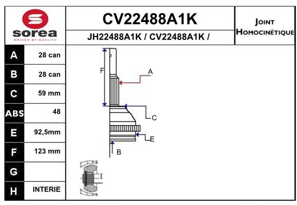 EAI Шарнирный комплект, приводной вал CV22488A1K