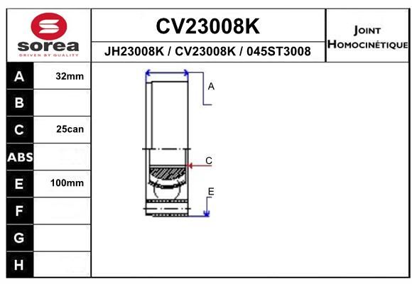 EAI Шарнирный комплект, приводной вал CV23008K