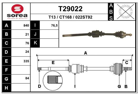 EAI Приводной вал T29022