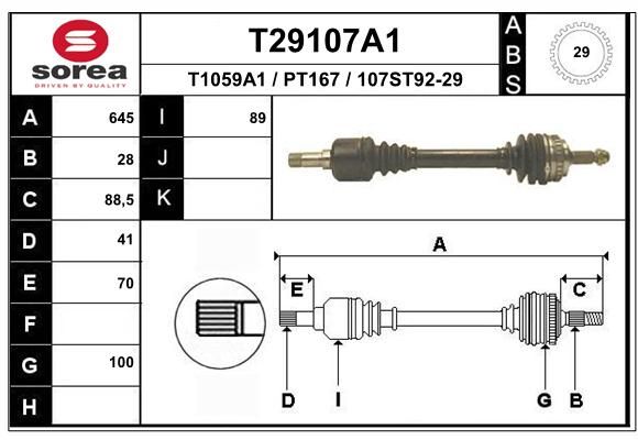 EAI Приводной вал T29107A1