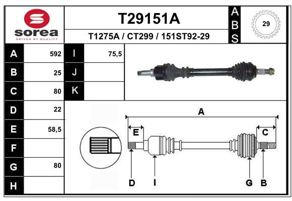 EAI Приводной вал T29151A