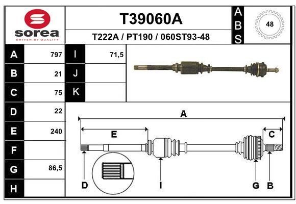 EAI Приводной вал T39060A