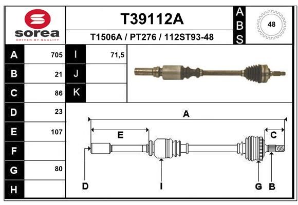 EAI Приводной вал T39112A