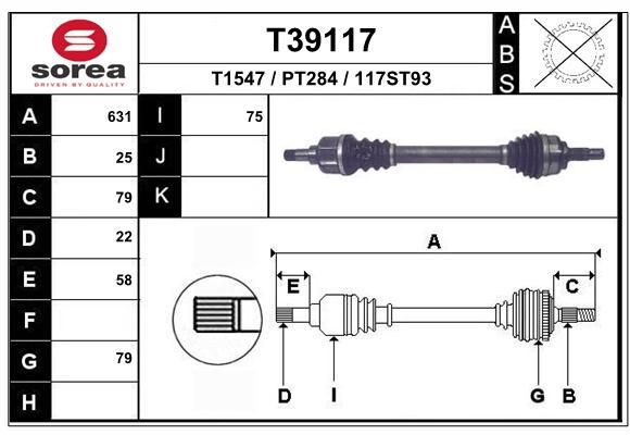 EAI Приводной вал T39117