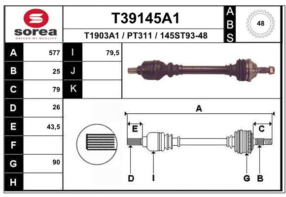 EAI Приводной вал T39145A1