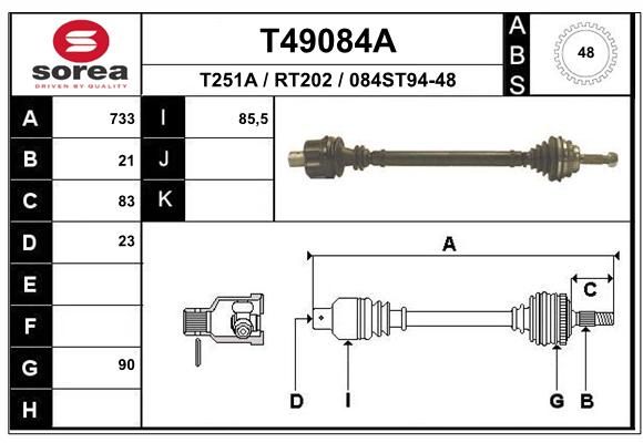 EAI Приводной вал T49084A