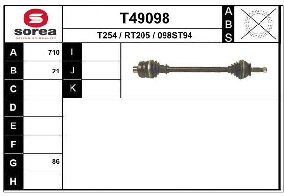 EAI Приводной вал T49098