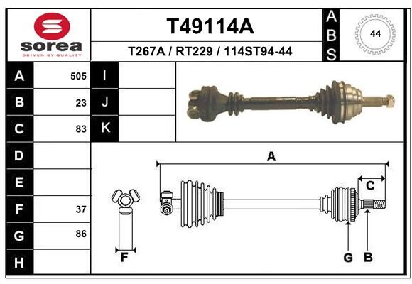 EAI Приводной вал T49114A