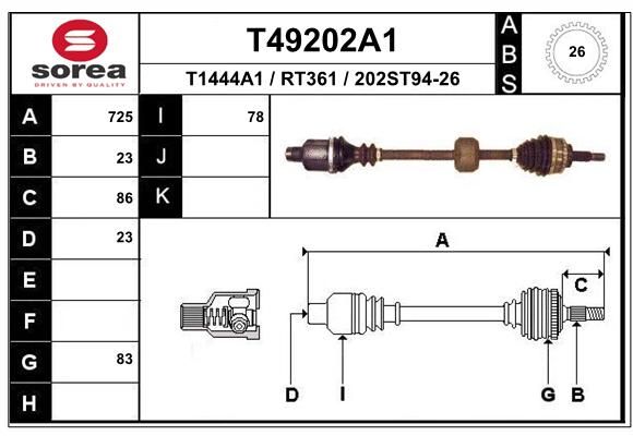 EAI Приводной вал T49202A1