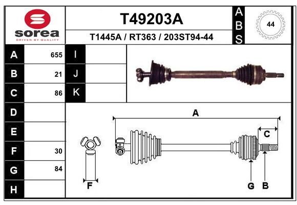 EAI Приводной вал T49203A