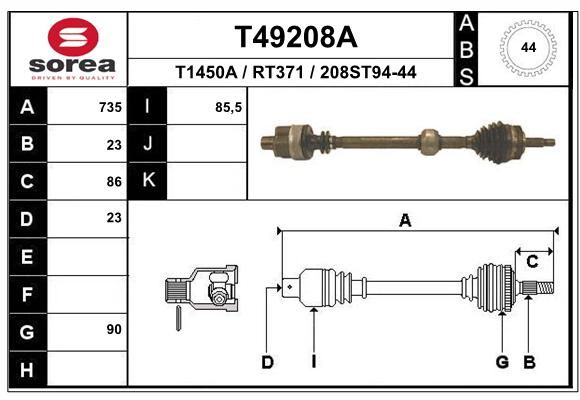 EAI Приводной вал T49208A