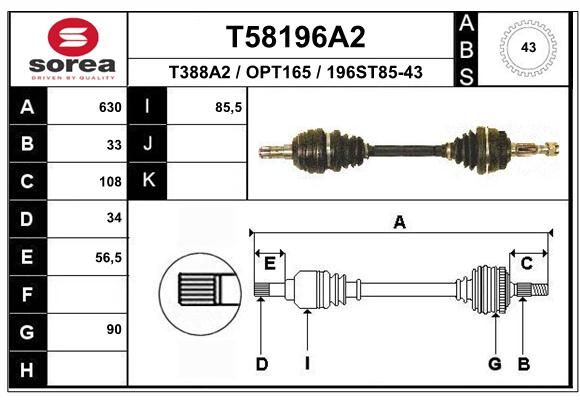 EAI Приводной вал T58196A2