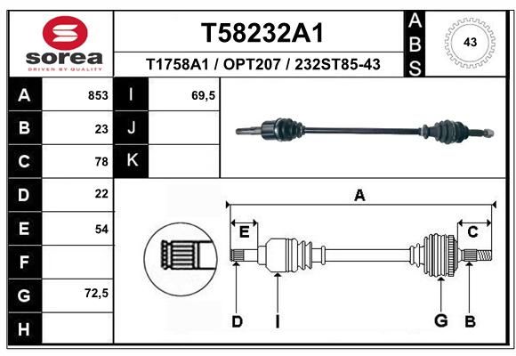 EAI Приводной вал T58232A1