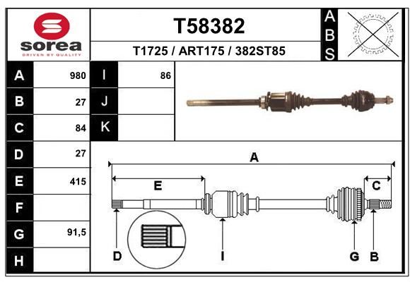 EAI Приводной вал T58382