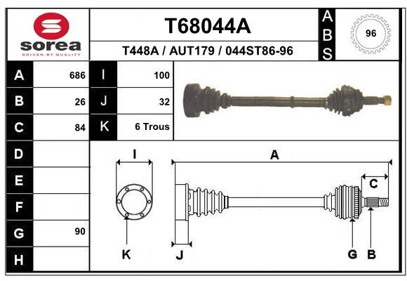 EAI Приводной вал T68044A