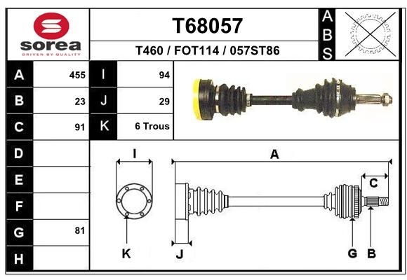 EAI Приводной вал T68057