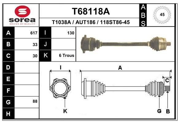 EAI Приводной вал T68118A