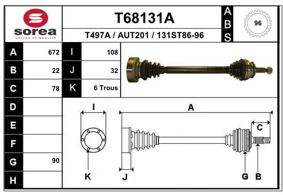 EAI Приводной вал T68131A