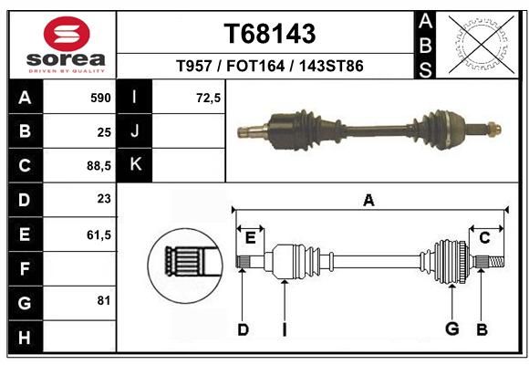 EAI Приводной вал T68143