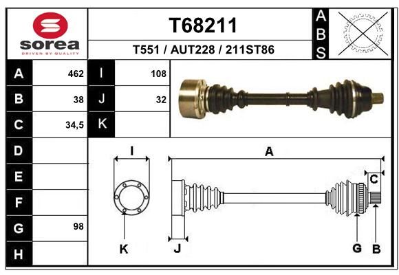 EAI Приводной вал T68211