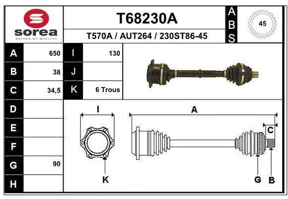 EAI Приводной вал T68230A