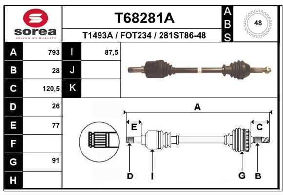 EAI Приводной вал T68281A