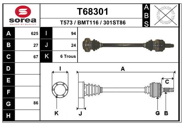 EAI Приводной вал T68301