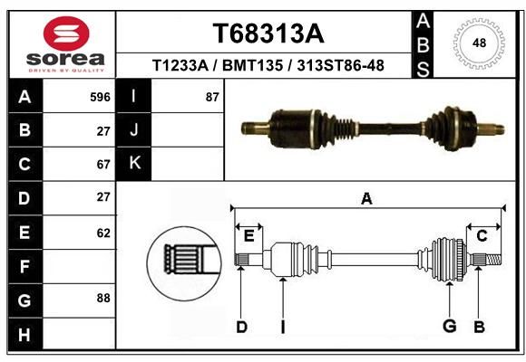 EAI Приводной вал T68313A