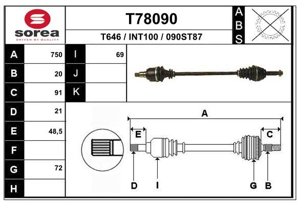 EAI Приводной вал T78090