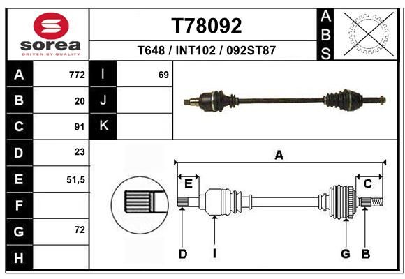 EAI Приводной вал T78092