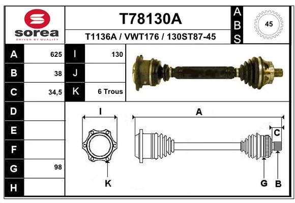 EAI Приводной вал T78130A