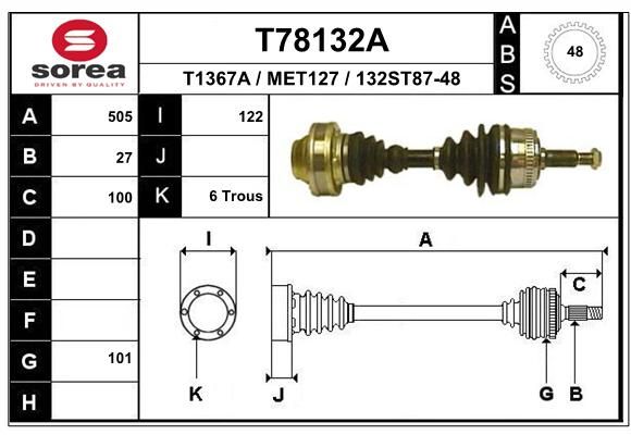 EAI Приводной вал T78132A