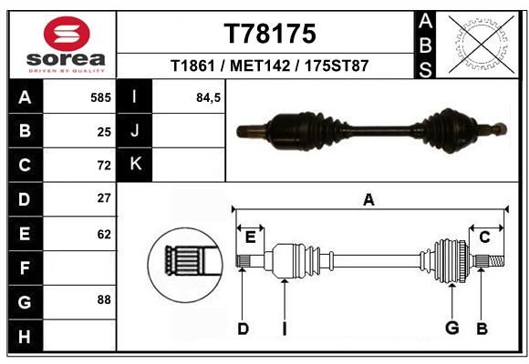 EAI Приводной вал T78175