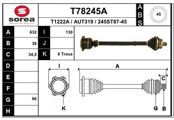 EAI Приводной вал T78245A